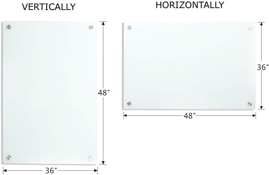 Magnetic Glass Whiteoard with Eraser 48" x 36" Frameless Tempered Glass Dry Erase Whiteboard with Marker Tray for Interactive Office, Wall Mounted Whiteboard (White) - Lumora Desk