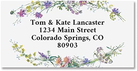 Colorful Images Dainty Sprigs Floral Return Address Mailing Labels, Personalize with Name & Address, Set of 144 Self Adhesive, Easy Peel Flat Label Sheets, Large, 1 Design - Lumora Desk