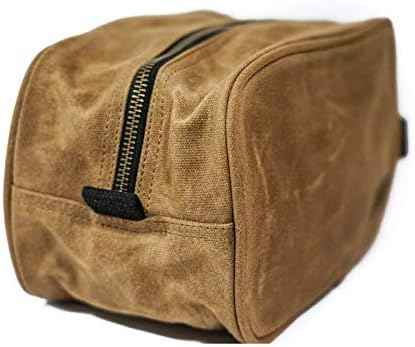 Readywares Waxed Canvas Toiletry Bag for Men, Tan, Dopp Kit Men, Stylish and Durable Shaving Kit Bag, Mens Toiletry Travel Bag