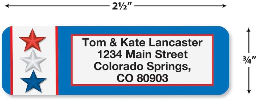Colorful Images Star Spangled Patriotic Rolled Personalized Return Address Mailing Labels with Dispenser, Customize with Name & Shipping Address, 500 ¾” x 2½” Self Adhesive, Easy Peel Label Roll - Lumora Desk