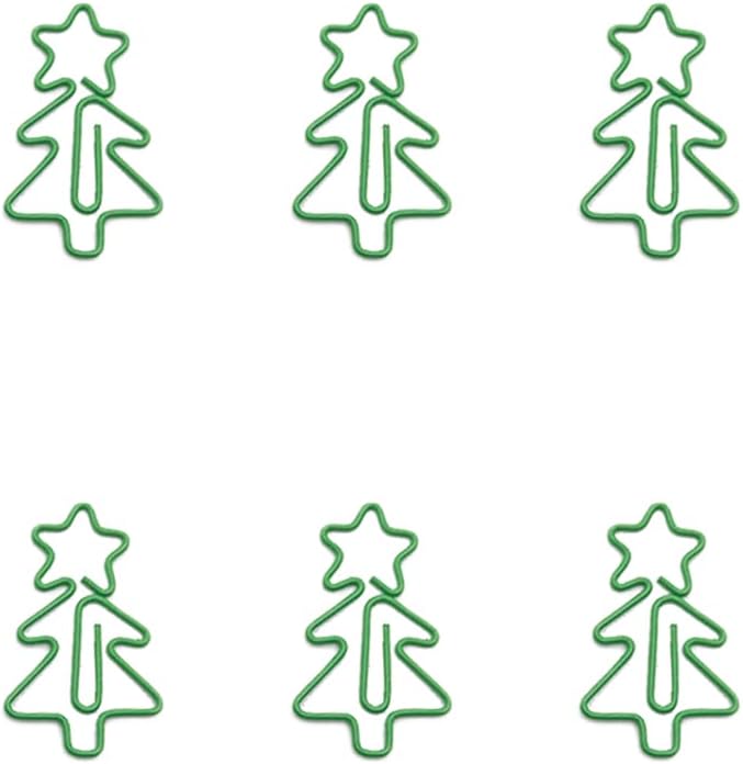 30 Pcs Christmas Tree Shaped Paper Clips Bookmark Metal Art Clips Office Supplies Set Binder Folders Metal File Holder for Notebooks Scrapbooks File Organizer