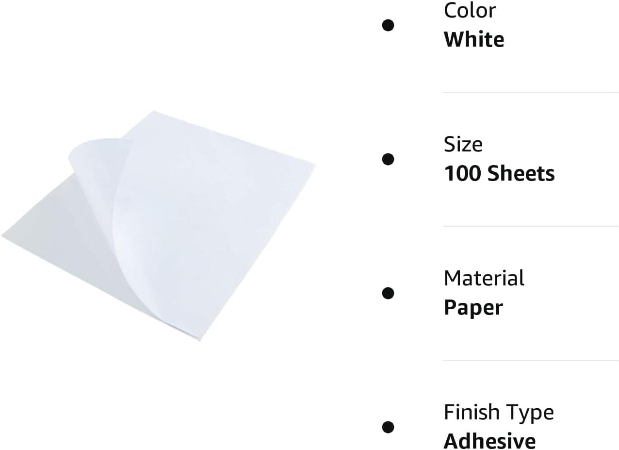 L LIKED 50 Full Sheet Self Adhesive Shipping Labels 8.5 x 11 Inches, Address Labels for Laser & Inkjet Printers (50 Sheets)