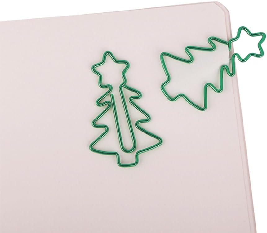 30 Pcs Christmas Tree Shaped Paper Clips Bookmark Metal Art Clips Office Supplies Set Binder Folders Metal File Holder for Notebooks Scrapbooks File Organizer