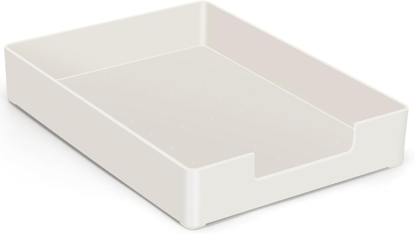 White Paper Tray Letter Size Tray Desk Organizer Holder A4 Plastic Paper Storage Stackable Letter Tray Paper Holder File Organizer for Office Supplies School Home Desk Accessories (White)