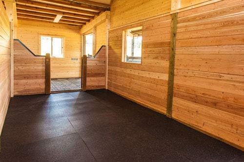 American Floor Tiles - Heavy Duty Stall Tiles - Stable/Horse Tiles - Thick, Durable Rubber Flooring Solid Black 12' x 16' Set 1/2" Thick (48 Tiles Total)