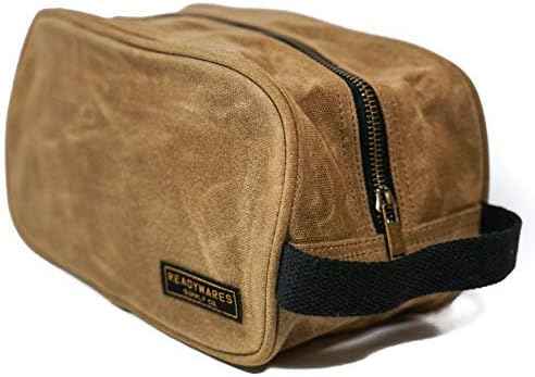 Readywares Waxed Canvas Toiletry Bag for Men, Tan, Dopp Kit Men, Stylish and Durable Shaving Kit Bag, Mens Toiletry Travel Bag