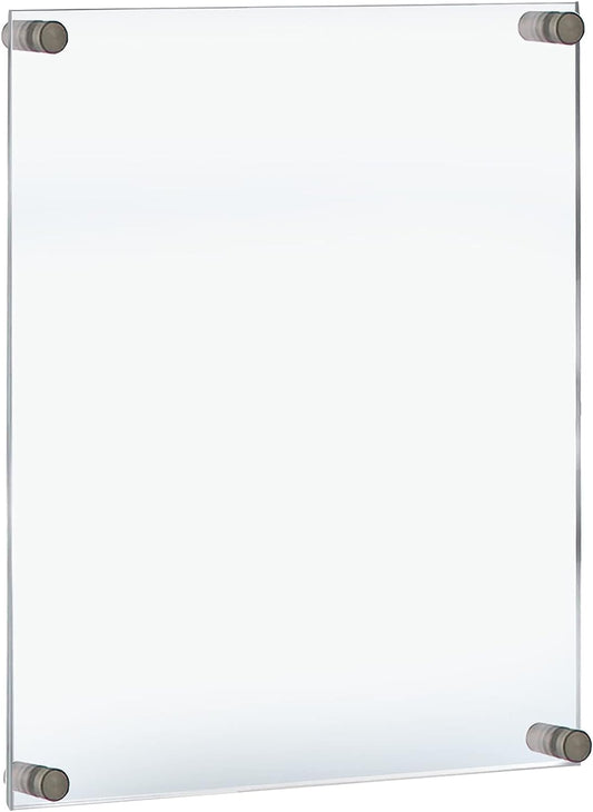 Azar Displays 105530 Floating Acrylic Wall Frame with Silver Stand Off Caps: 22" x 28" Graphic Size. Overall Frame Size: 26" x 32", Silver