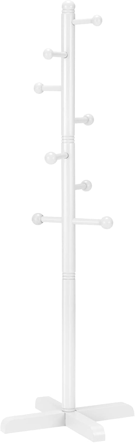 Kids Coat Rack, Freestanding Coat Racks with 8 Hooks 2 Adjustable Height, Tree Coat Rack for Bedroom, Hallway, Entrance, Office, Hats, Handbags,Purse (White) - Lumora Desk