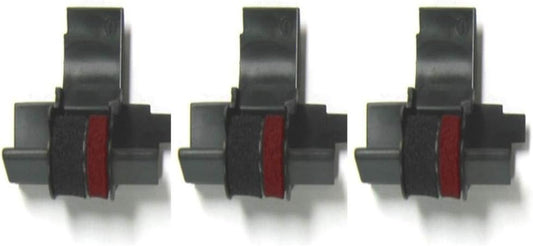 (3 Pack) Calculator Ink Roller Fits Sharp EL-1801V EL-1750V EL-1611V Casio HR-170RC HR-200RC HR-300RC Canon P23-DHV-3 and More Black/Red IR-40T CP-13 EA-772R Compatible/Replacement by COMPUMATIC