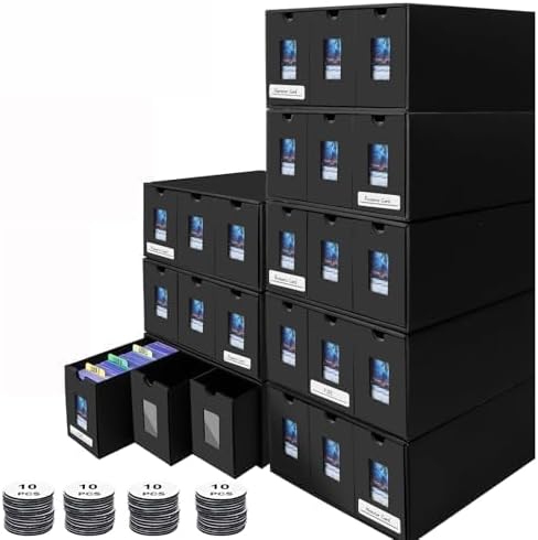 Card Storage Box,14400+ Trading Card Storage 2700+ Toploader Card Storage Box for Commander Display,with 72 Dividers, Labels & Tapes,Fit for TCG, MTG