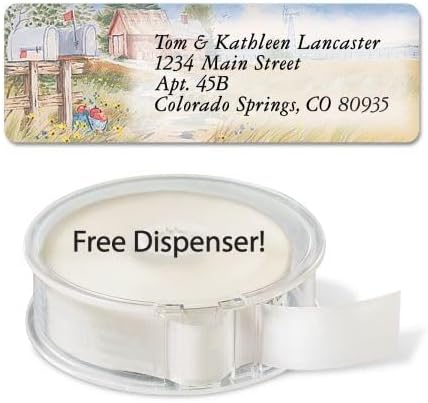 Colorful Images American Countryside Rolled Personalized Return Address Mailing Labels with Dispenser, Customize with Name & Shipping Address, 500 ¾” x 2½” Self Adhesive, Easy Peel Label Roll - Lumora Desk