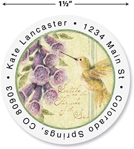 Colorful Images Hummingbirds Return Address Mailing Labels, Personalize with Name & Addresses, Set of 144 Self Adhesive, Easy Peel Flat Label Sheets, 1-½" Across, 4 Designs - Lumora Desk