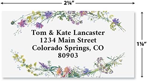 Colorful Images Dainty Sprigs Floral Return Address Mailing Labels, Personalize with Name & Address, Set of 144 Self Adhesive, Easy Peel Flat Label Sheets, Large, 1 Design - Lumora Desk