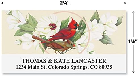 Colorful Images Birds and Blossoms Return Address Mailing Labels, Personalize with Name & Addresses, Set of 144 Self Adhesive, Easy Peel Flat Label Sheets, 1 ⅛ x 2 ¼”, 4 Designs - Lumora Desk