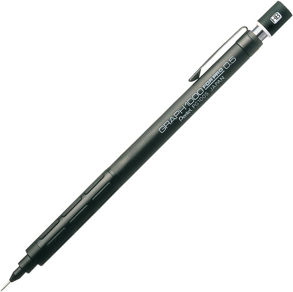 Graph 1000 for Pro Mechanical Drafting Pencil + Ain HB/B/2B leads, original Black slim pen case (0.5)
