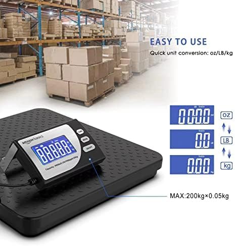 Amazon Basics Digital Postal Scale, Heavy Duty Weighing Platform for Packages, Shipping, 660 lb Capacity, 1 Ounce Readability, Portable, Black - Lumora Desk