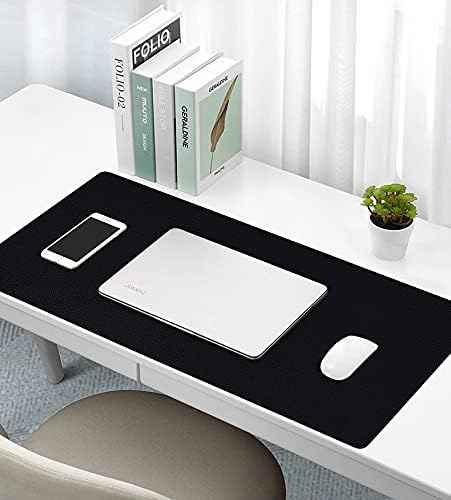 KINGFOM Desk Pad Office Desktop Protecter, PU Leather Desk Mat Blotters Organizer with Comfortable Writing Surface (47.2" x 23.6", Black+Red)