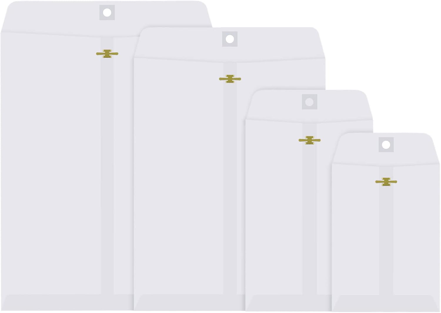 Frienda 4 Sizes Clasp Envelopes Kraft Paper Catalog Clasp Envelope with Closure for Filing, Storing or Mailing Documents, 50 Pieces(5 x 7 In, 6 x 9 In, 9 x 12 In, 10 x 13 In,White) - Lumora Desk