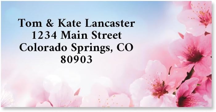 Colorful Images Peach Blossom Floral Return Address Mailing Labels, Personalize with Name & Address, Set of 144 Self Adhesive, Easy Peel Flat Label Sheets, Large, 1 Designs - Lumora Desk