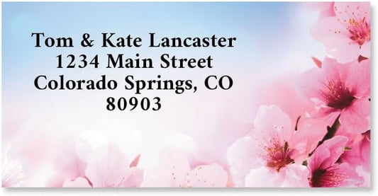Colorful Images Peach Blossom Floral Return Address Mailing Labels, Personalize with Name & Address, Set of 144 Self Adhesive, Easy Peel Flat Label Sheets, Large, 1 Designs - Lumora Desk