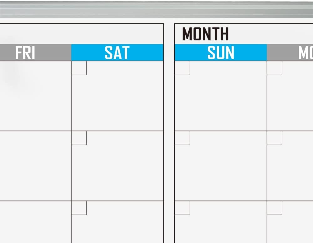 XBoard Magnetic Calendar Whiteboard 48" x 36" - 4 Month Colorful Calendar Dry Erase Board for Monthly Planning, Silver Aluminium Framed - Lumora Desk
