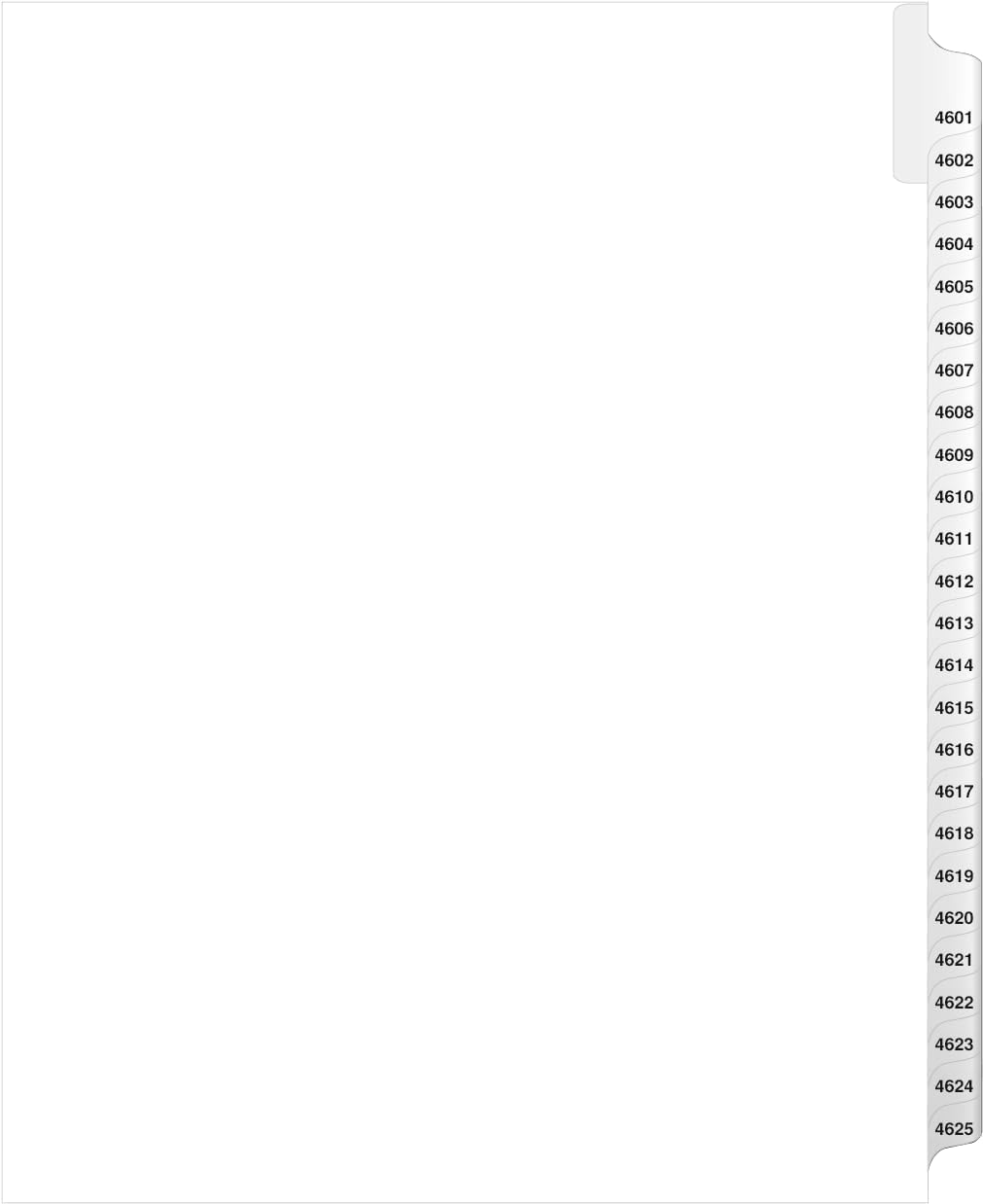 Exhibitindexes® Side Collated Exhibit Tabs AVE Style Bold Tabs Set of 4601-4625 | Made in The USA
