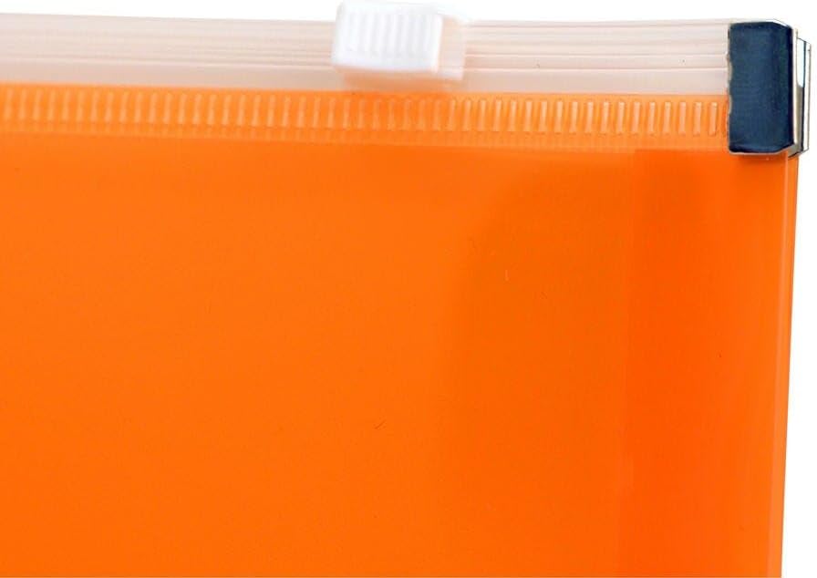 JAM PAPER Plastic Envelopes with Zip Closure - #10 Booklet Wallet - 5 x 10 - Orange - 3/pack