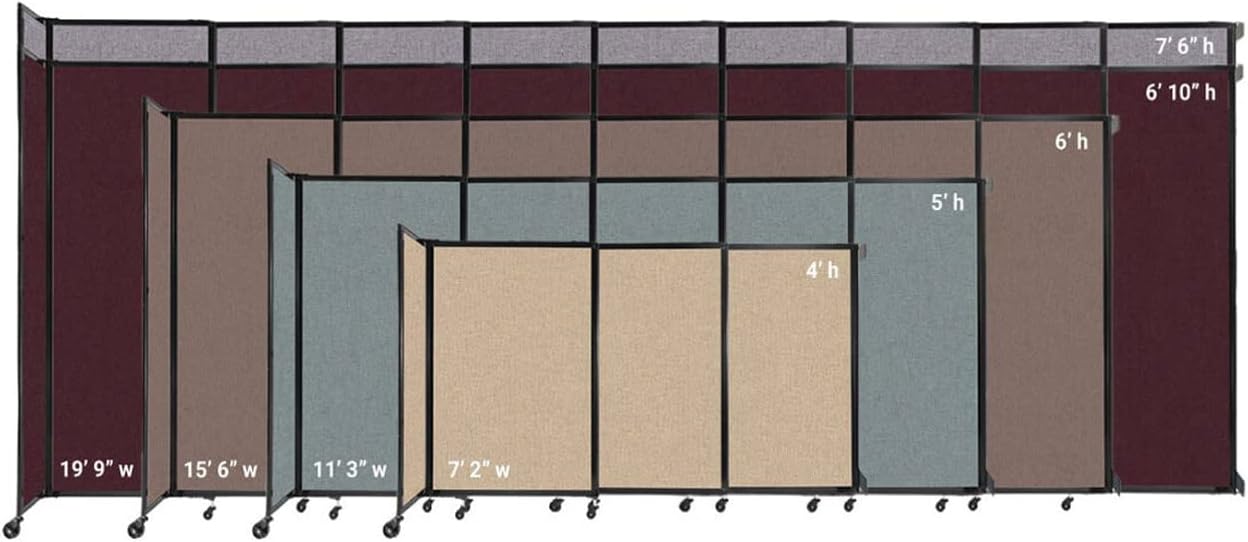Wall-Mounted Sliding StraightWall Room Divider | Adjustable Widths | Locking Wheels | Room Separator | Up to 15'6" Wide x 4' Tall Slate Fabric Panels - Lumora Desk