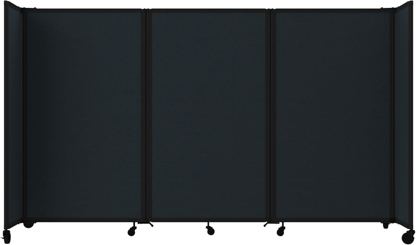 Versare Room Divider 360 Portable Wall Partition | Folding Panels | Large Freestanding Divider | Locking Wheels | Temporary Room Separator
