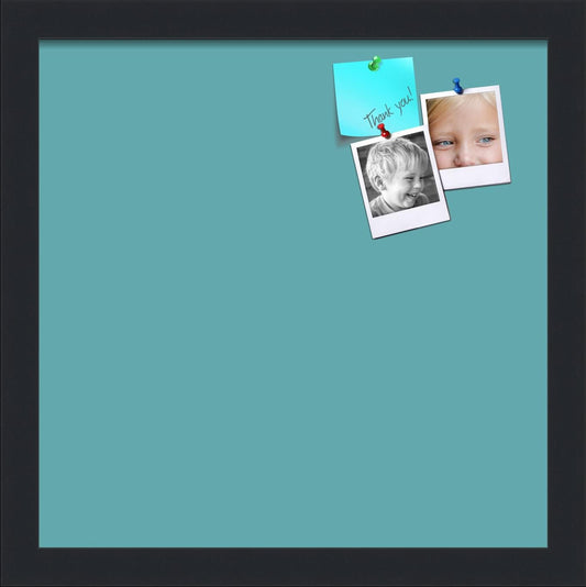 PinPix 13x13 Inch Cork Bulletin Board. This Decorative Framed Pin Board Comes with Aqua Pastel Design and a Satin Black Frame. Ideal for Home Office Decor or Message Board (PinPix-1806)