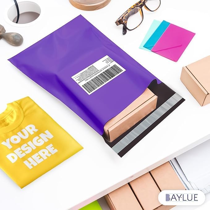 Purple Large Poly Mailers 19x24 Inch | Strong Adhesive Self-Seal Mailer Bags | Tear, Tamper, Water Resistant Shipping Envelopes | Thick Strong polymailer Bags XL Clothing Shipping Bags | 100 Pcs Bulk - Lumora Desk