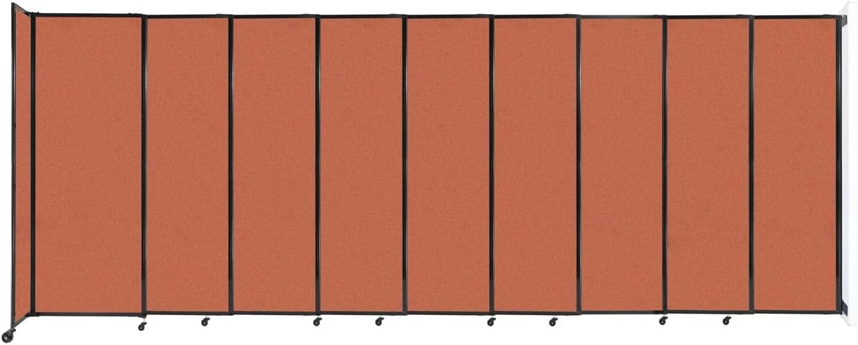 Wall-Mounted Sliding StraightWall Room Divider | Adjustable Widths | Locking Wheels | Room Separator | Up to 19'9" Wide x 7'6" Tall Papaya Fabric Panels