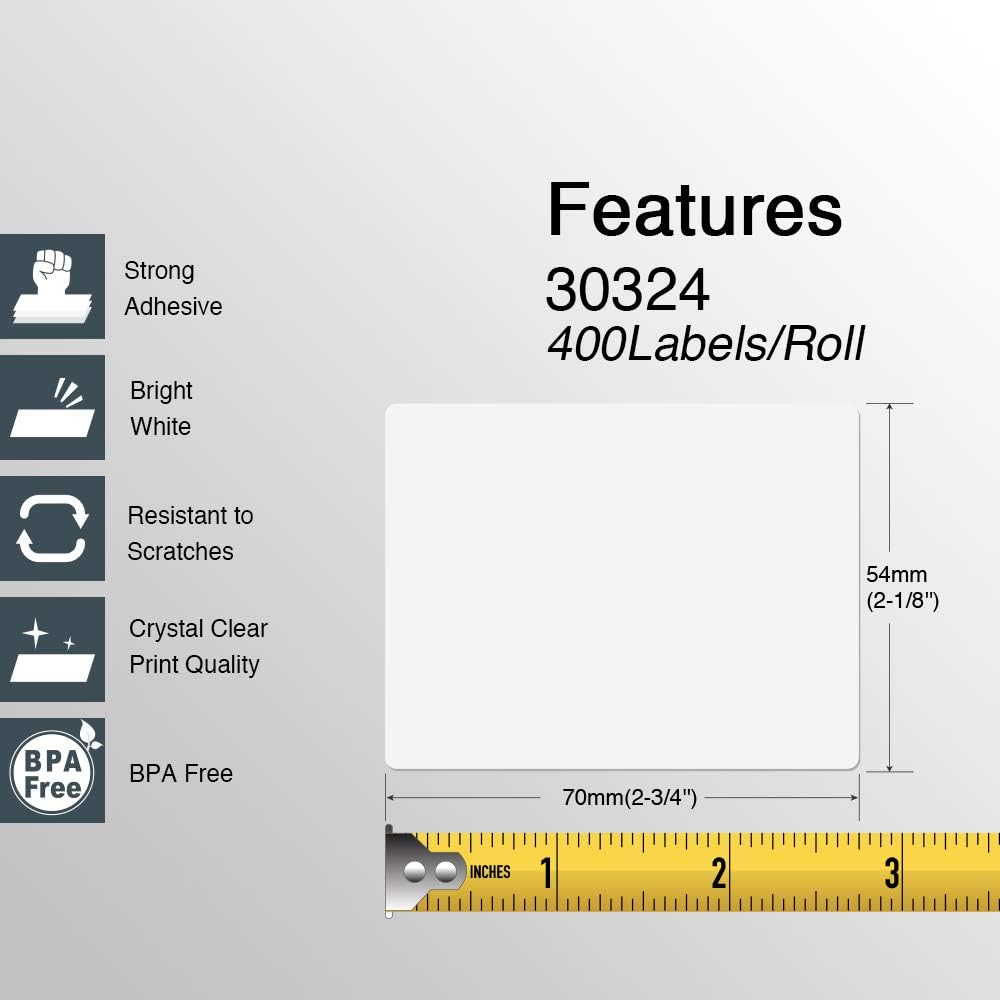 BETCKEY Colored Labels Compatible with Dymo 30324 (2-1/8" x 2-3/4") Large Multipurpose Labels, Compatible for Dymo LabelWriter Thermal 450, 4XL & Zebra Desktop Printers [6 Rolls, Orange]