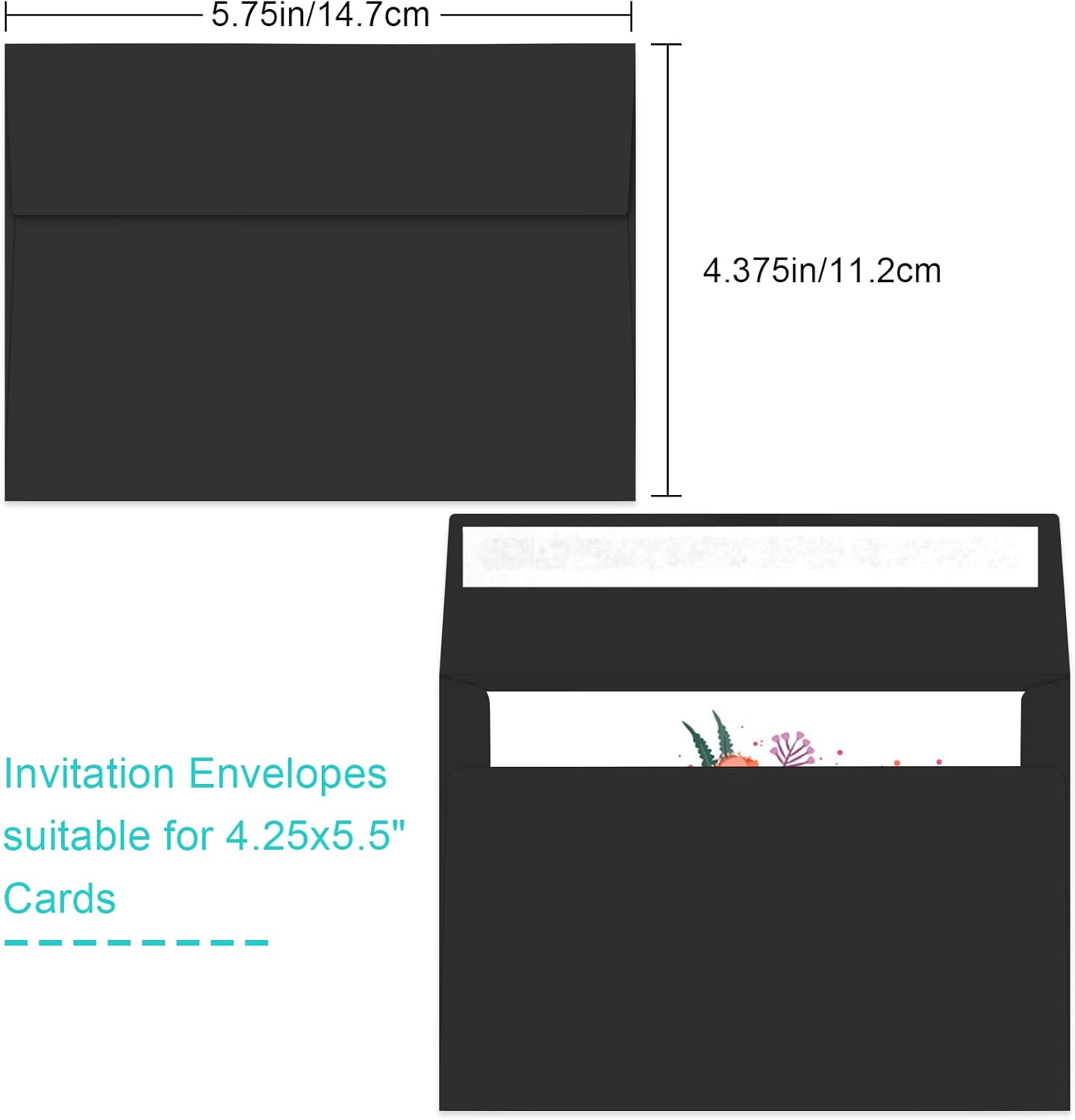 70 Packs A2 Black Envelopes for 4.5x5.5 Cards, Invitations, Photos, RSVP, Greeting Cards - Self-Seal Postcard Envelopes - Lumora Desk