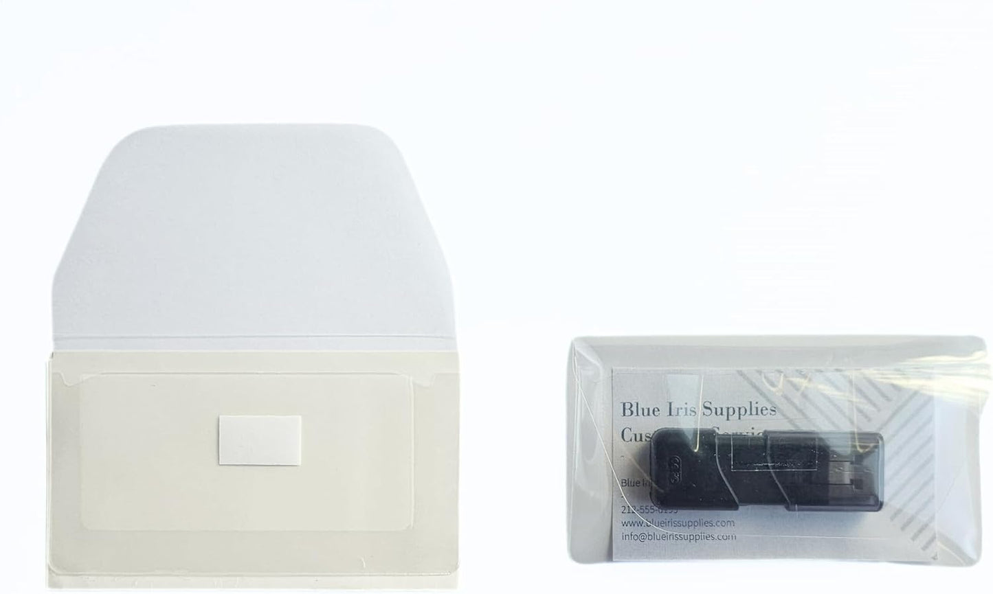Business Card Pocket - Flash Drive Pocket - Self Adhesive - Open Long - Resealable Flap - BIS10130 (25-Pack), Clear