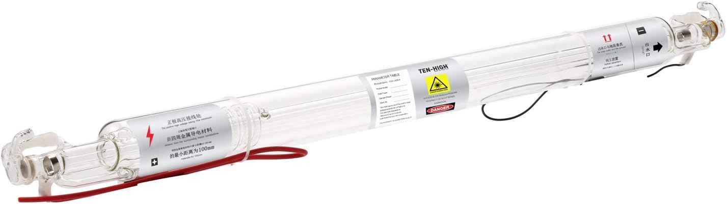TEN-HIGH 60W CO2 Laser Tube 1000mm D50mm, Wires Preconnected with Coating, for Laser Cutter Laser Engraving Cutting Machine