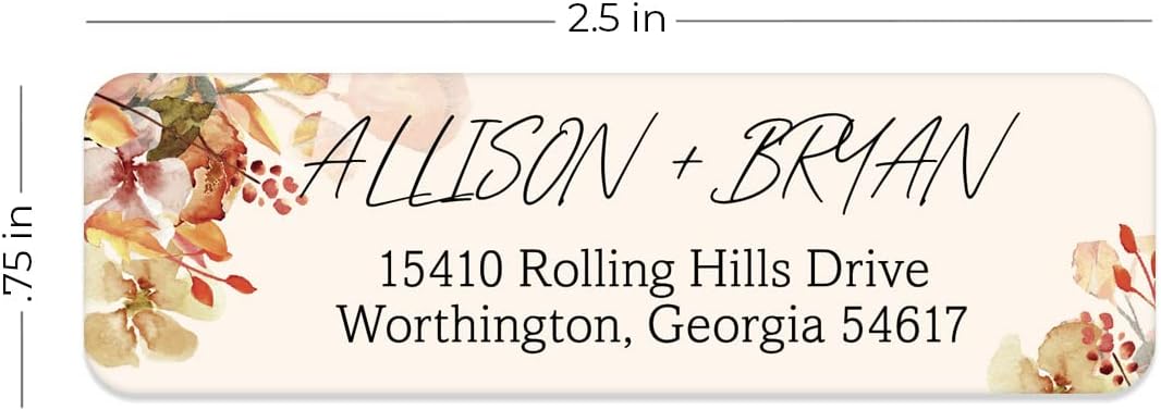 Rust Orange Floral Rolled Address Labels / 500 Personalized Return Address Labels/Designer Address Stickers in Elegant Plastic Dispenser - Lumora Desk