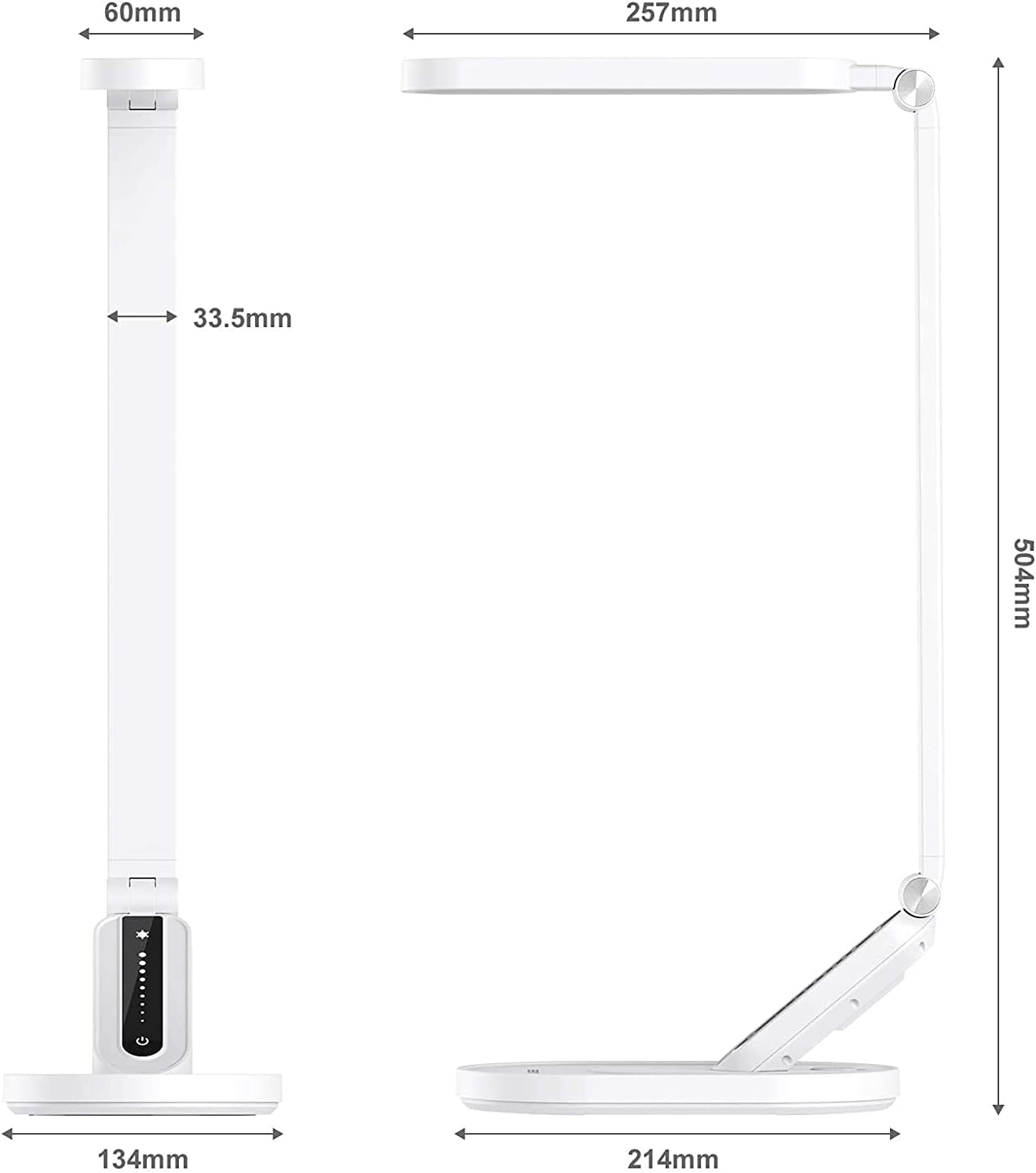 JKSWT Desk Lamp, for Eye Care, Dimmable Table Lamp with 5 Colour Modes, 72 LEDs with USB Charging Port, Touch Control and Memory Function, Office Lamp - Lumora Desk