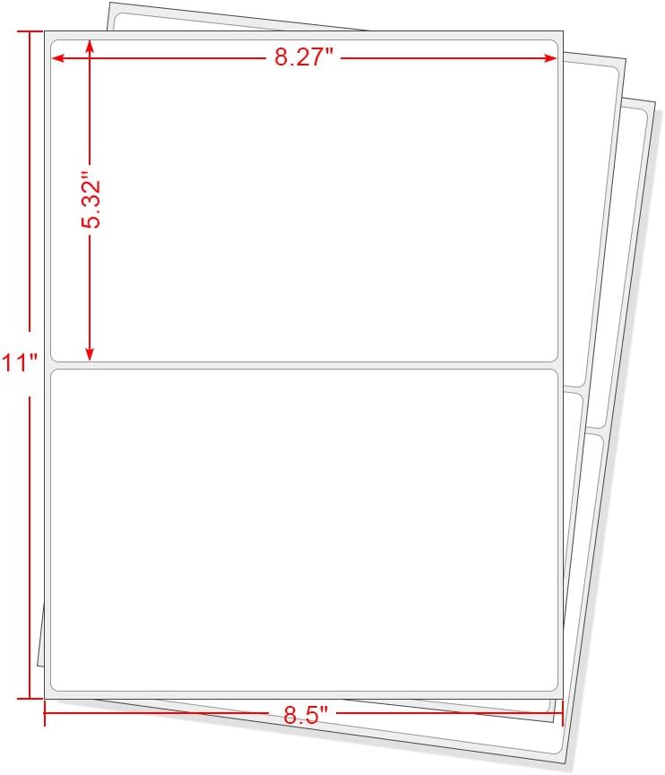 MFLABEL ®Round Conrner Half Sheet Shipping Labels 2-UP Click-n-Ship Mailing Postage Labels(500Labels)