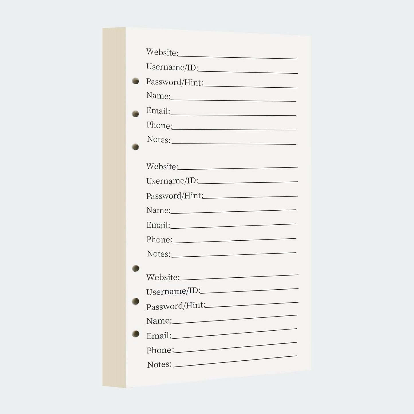 A6 Password Book Refill Pages, 576 Entries Space Password Replacement Pages - 216 Refills Page, Website Internet Logbook, 6.8in x 3.7in