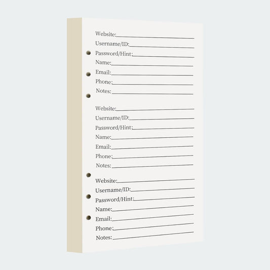 A6 Password Book Refill Pages, 576 Entries Space Password Replacement Pages - 216 Refills Page, Website Internet Logbook, 6.8in x 3.7in