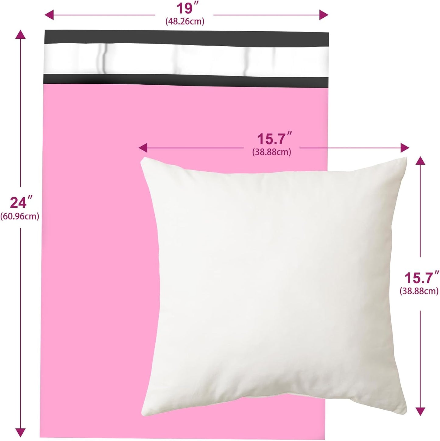 Large Poly Mailers 19x24 Inch 100 Pack, Shipping Bags for Clothing with Self-Sealing Tear-Resistant, Waterproof Poly Bags, Mailing Envelopes for Small Business (Pink)