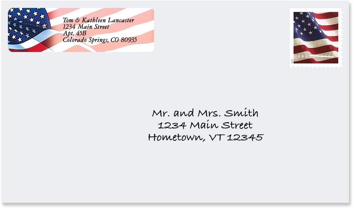 Colorful Images American Glory Patriotic Rolled Personalized Return Address Mailing Labels with Dispenser, Customize with Name & Shipping Address, 250 ¾” x 2½” Self Adhesive, Easy Peel Label Roll - Lumora Desk