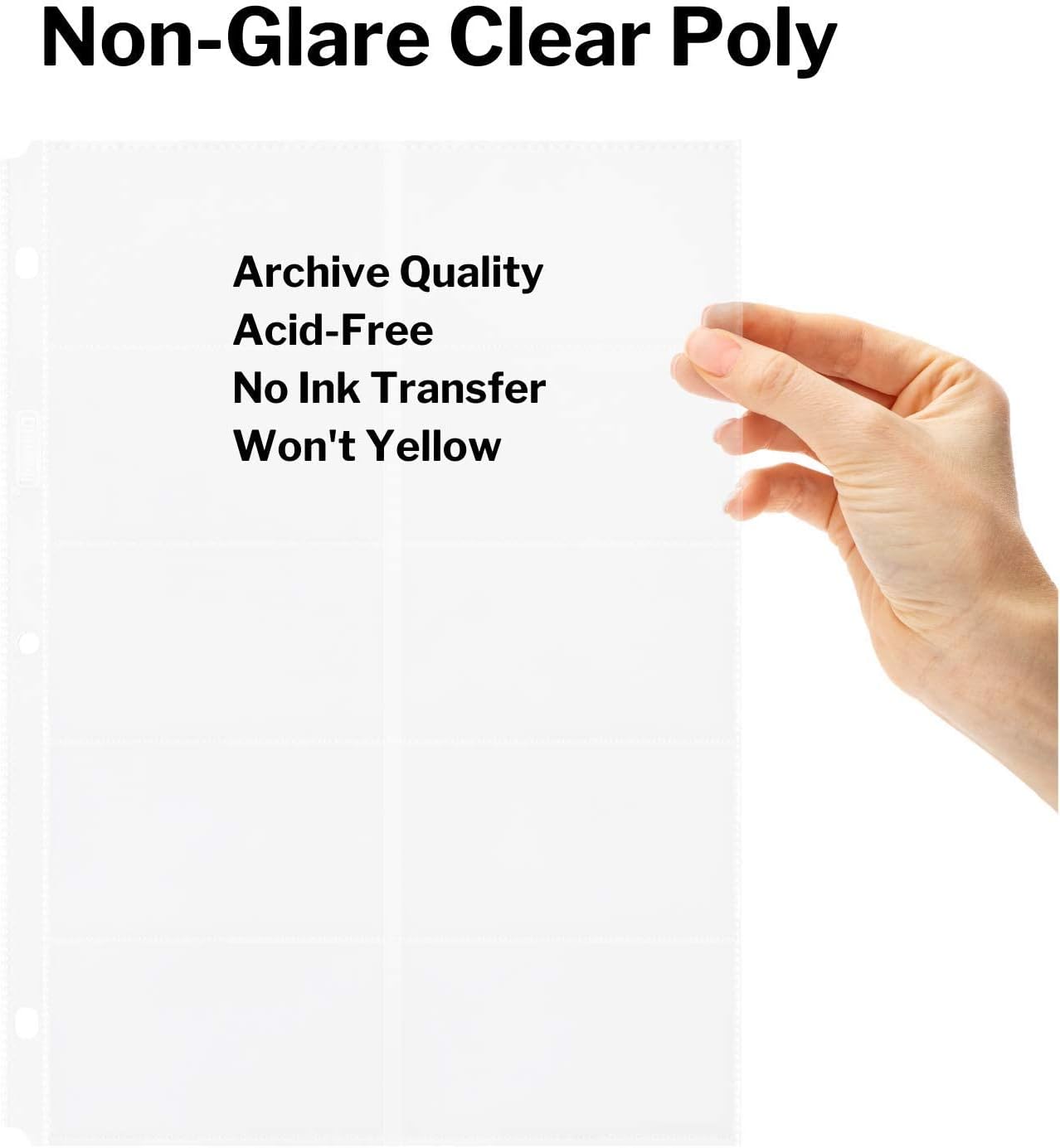 Dunwell Business Card Holder Sleeves (50 Pack for 1000 Cards), Heavyweight Plastic Sheet Protect, Each Sleeve Holds 20 2x3.5 Namecards, 3-Hole Punched, Fits 3-Ring Binders