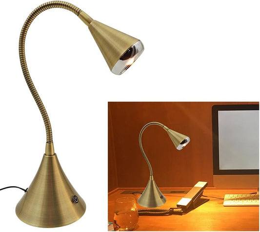HomeFocus Desk Lamp,Bedside Table Lamp,Dimmable Task Light,Flexible Gooseneck Lamp,3-Touch Brightness & Eye-Caring Reading Light,LED Desk Lamp for Home,College Dorm,Reading,Metal,(Gold). - Lumora Desk