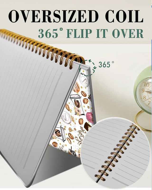 Spiral Journal Notebook,A5 Hardcover Lined Journals for Women Girl 6 x 8.3 in,120 Pages Thick Paper,Cute College Ruled Writing Notebook for Gifts Office Work School(Coffee)