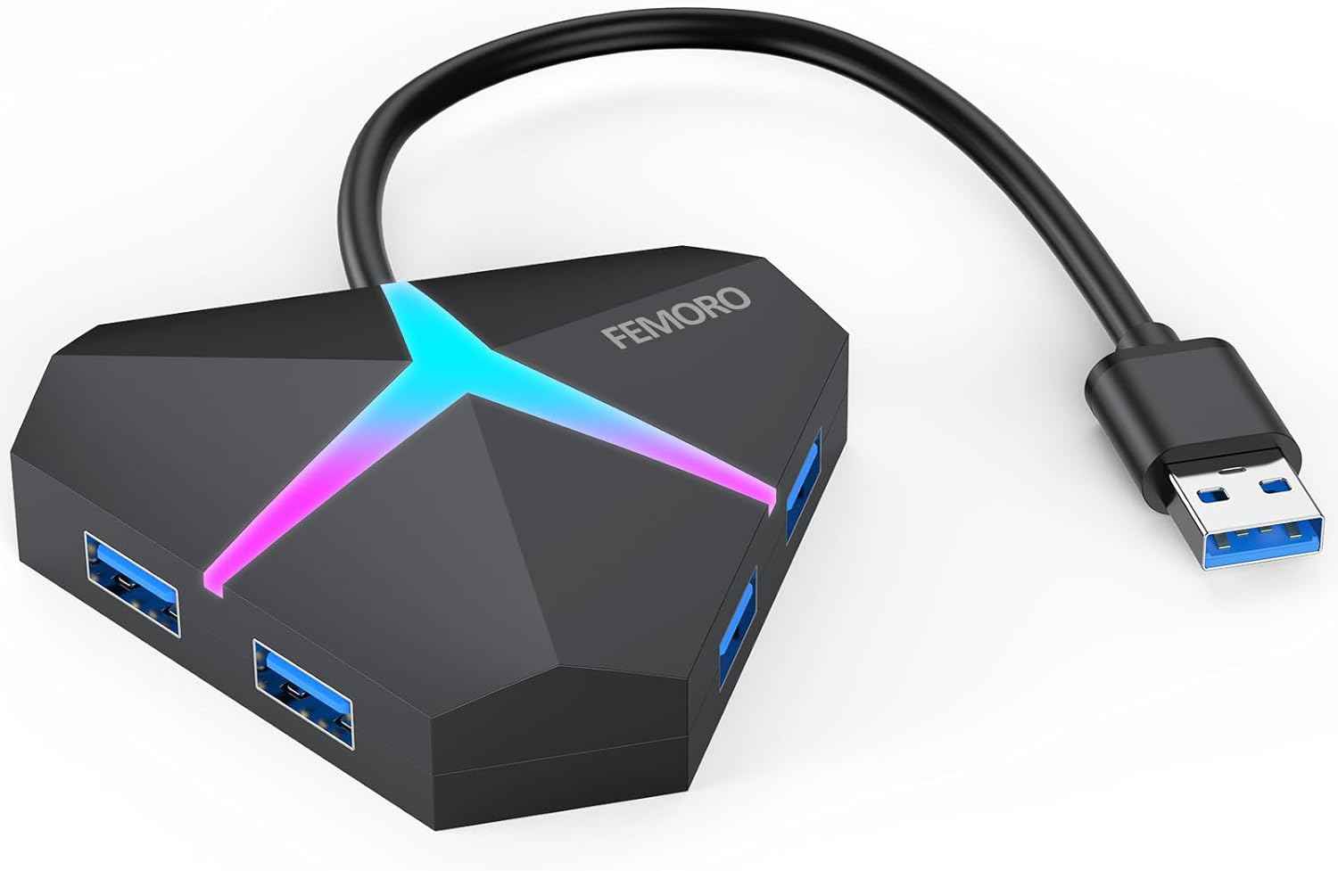 Multi USB Port Hub, 5Gbps High Speed Data Transfer USB 3.0 Multiport Adapter Expander 4 Port, Extra USB Ports Extender for Laptop Mac Computer PC Desktop PS5