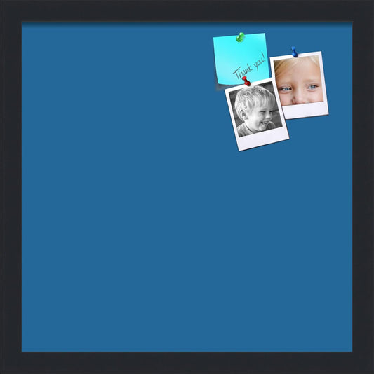 PinPix 15x15 Inch Cork Bulletin Board. This Decorative Framed Pin Board Comes with Navy Pastel Design and a Satin Black Frame. Ideal for Home Office Decor or Message Board (PinPix-1811)