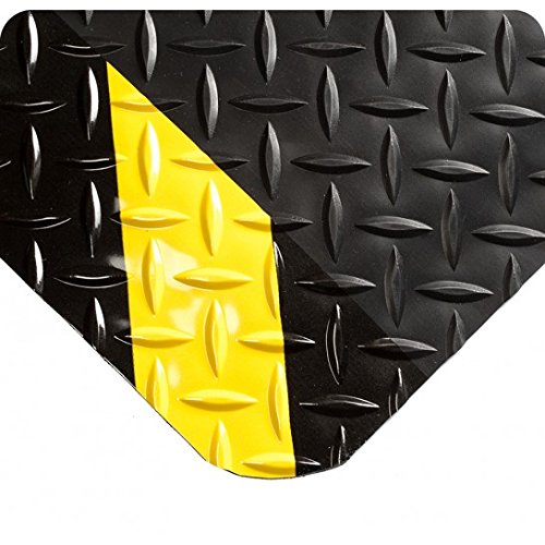 Wearwell 414.1516x3x60CHV Diamond-Plate SpongeCote UltraSoft Mat, 60' Length x 3' Width x 15/16" Thick, Black with Chevron