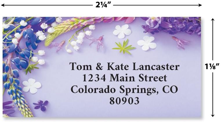 Colorful Images Draped in Purple Floral Return Address Mailing Labels, Personalize with Name & Address, Set of 144 Self Adhesive, Easy Peel Flat Label Sheets, Large, 4 Designs - Lumora Desk